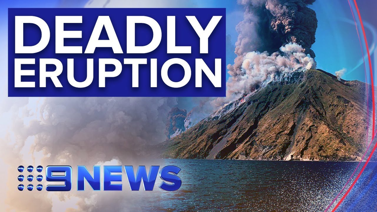 Italy volcano eruption kills one, sends tourists leaping into ocean for safety | Nine News Australia