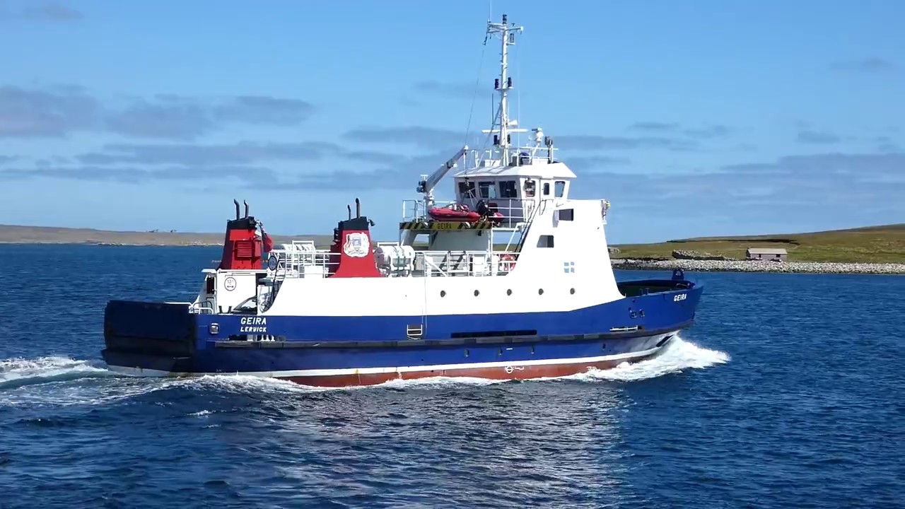 Ferry leaves Gutcher on Yell for island of Fetlar Shetland Scotland UK