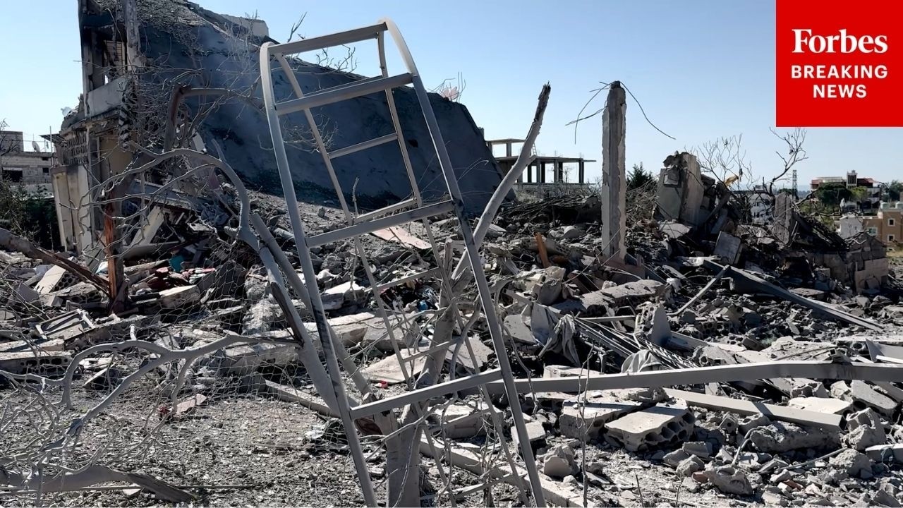 Buildings And Roads Show Heavy Damage After Airstrikes Batter Town In Lebanon