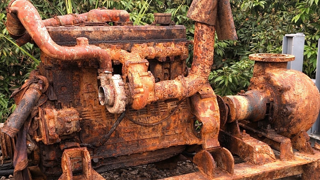 Completely Restore The 6W Engine That Had Been Submerged In Water And Abandoned For Many Years.