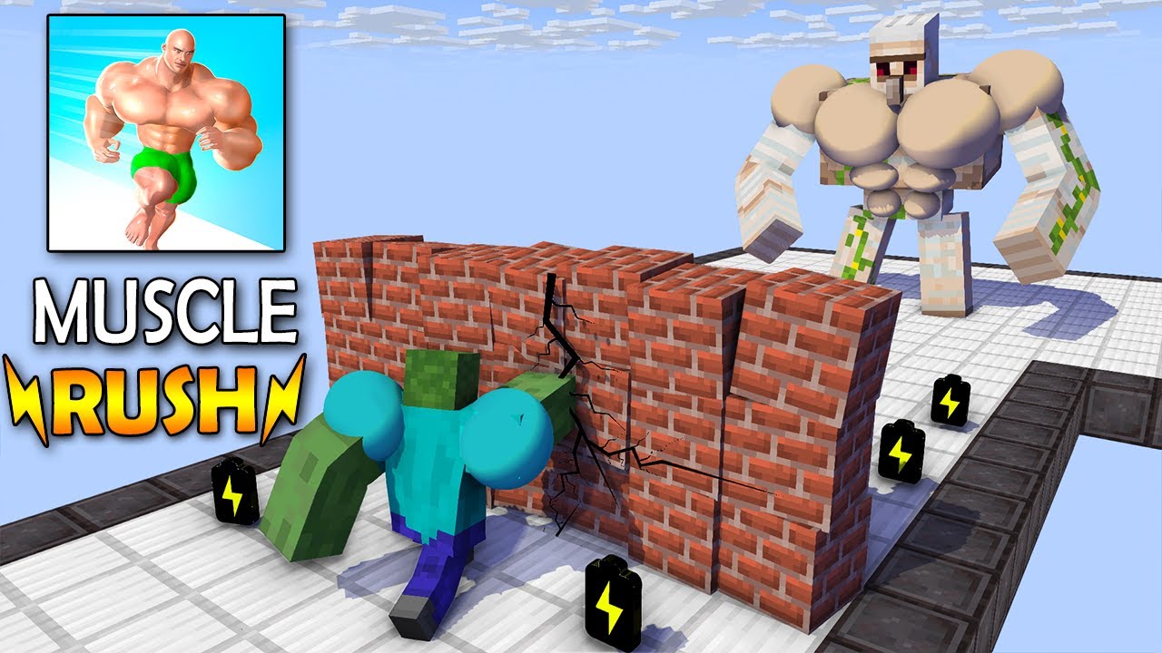 Monsters & Herobrine: MUSCLE RUSH RUN - Minecraft Animation