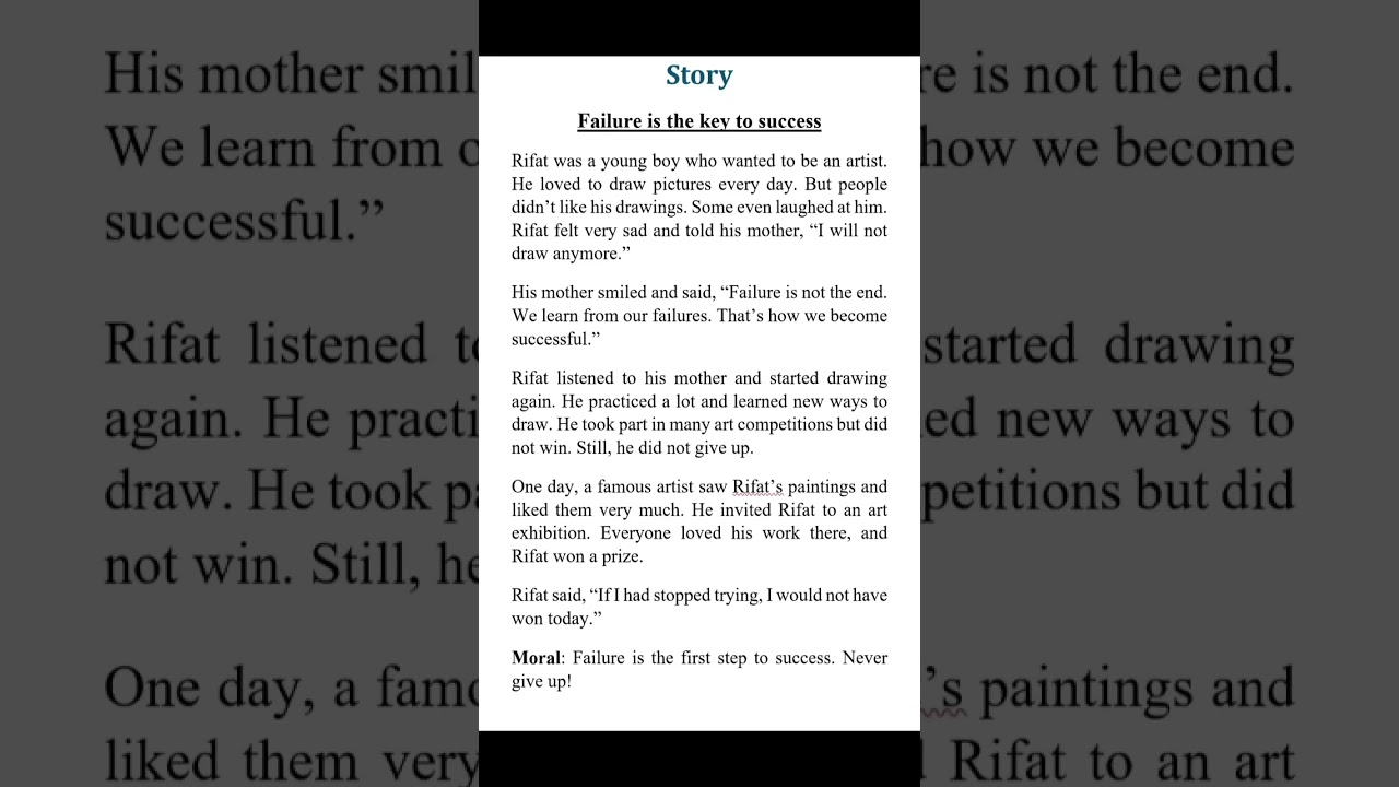 Failure is the key to success Story || Story Writing || Story for all classes