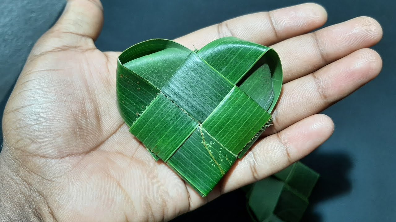 How to make Coconut leaf Hearts ❤ shapes - Coconut(palm) leaf crafts.