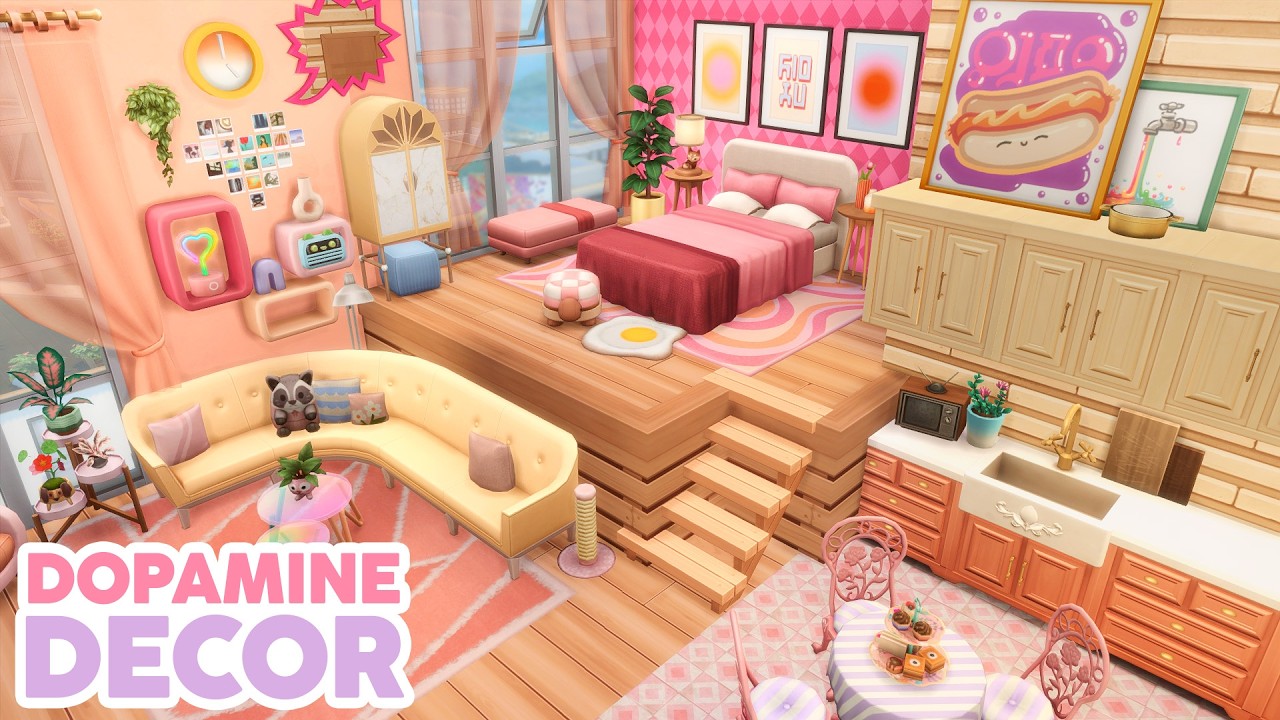 Дофаминовый декор квартиры // Быстрая постройка в The Sims 4: Ремонт квартиры