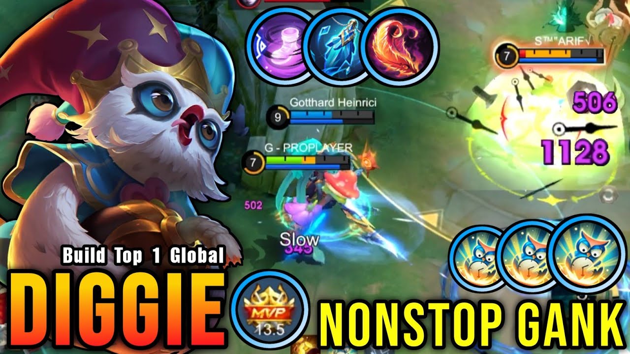 MVP Plays!! NonStop Ganking Diggie 100% Annoying!! - Build Top 1 Global Diggie ~ MLBB
