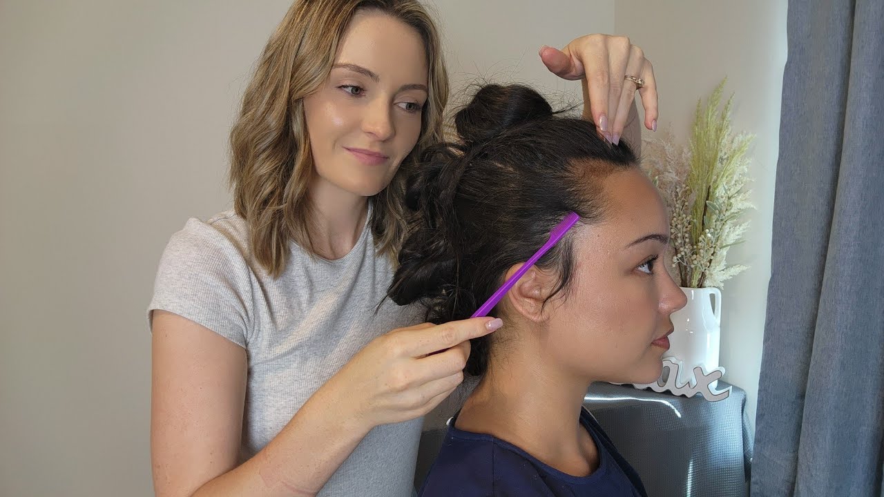 ASMR Perfectionist Messy Bun Hawk Hairstyle | Mini Comb & Hair Wax Finishing Touches