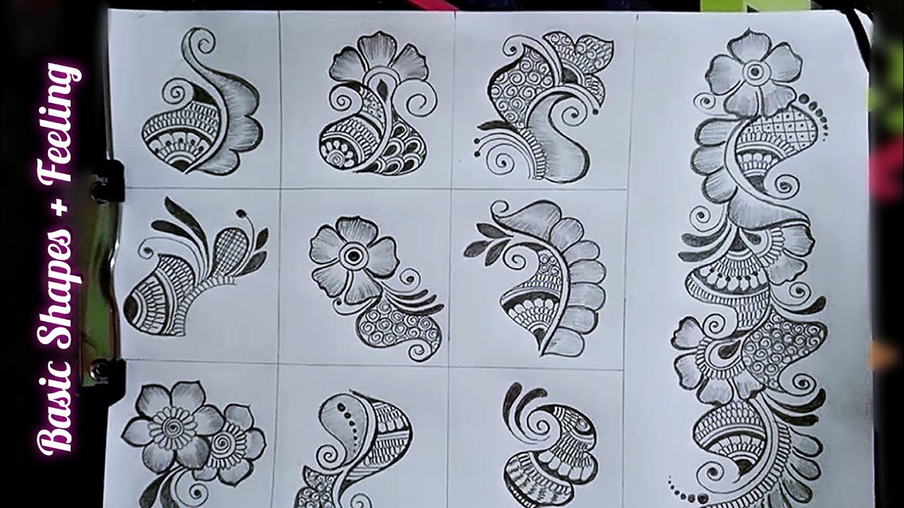 Mehndi Class #2 👉 l  How to learn basic shapes + Feeling l Pencil Mehandi Practice for beginners
