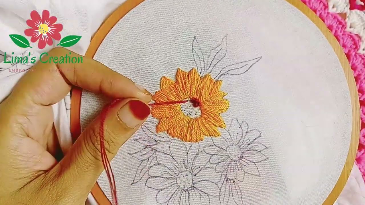 Most gorgeous  flower  design hand embroidery by Lima&rsquo;s Creation