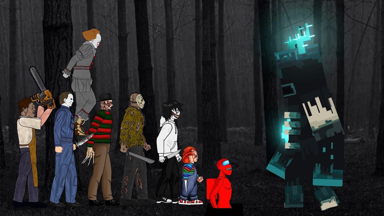 The Warden Minecraft vs Jason Voorhees, Michael , Freddy Krueger, Pennywise, Chucky, Jeff, Among Us.