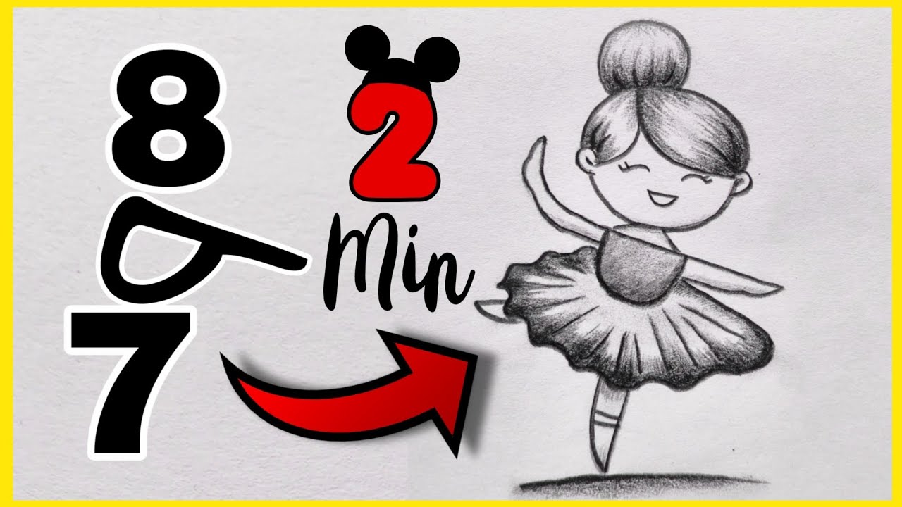 Cute dancing girl drawing using numbers 