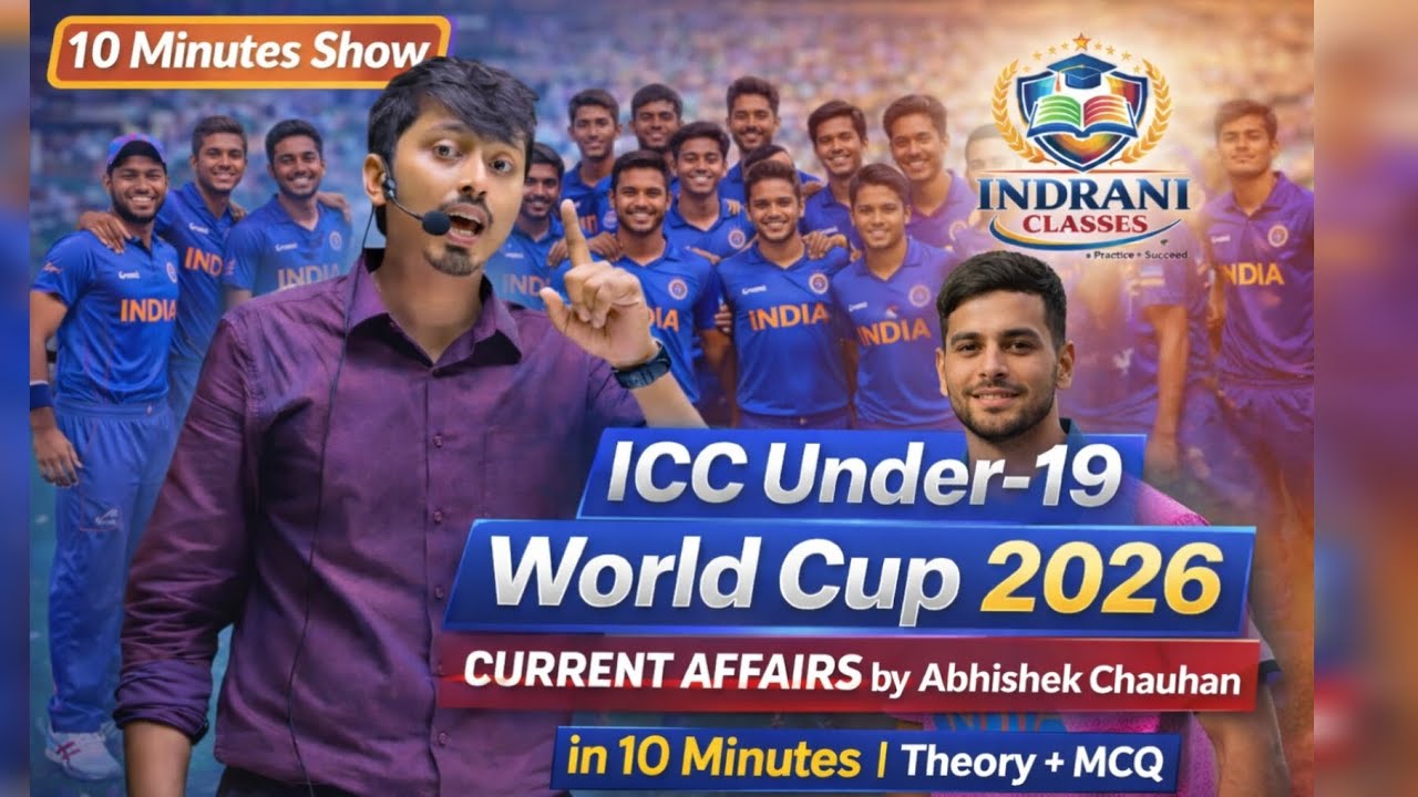 Under-19 World Cup 2026 | Exam में 100% आएगा.10 मिनट में Theory+MCQ🔥 #indraniclasses #currentaffairs