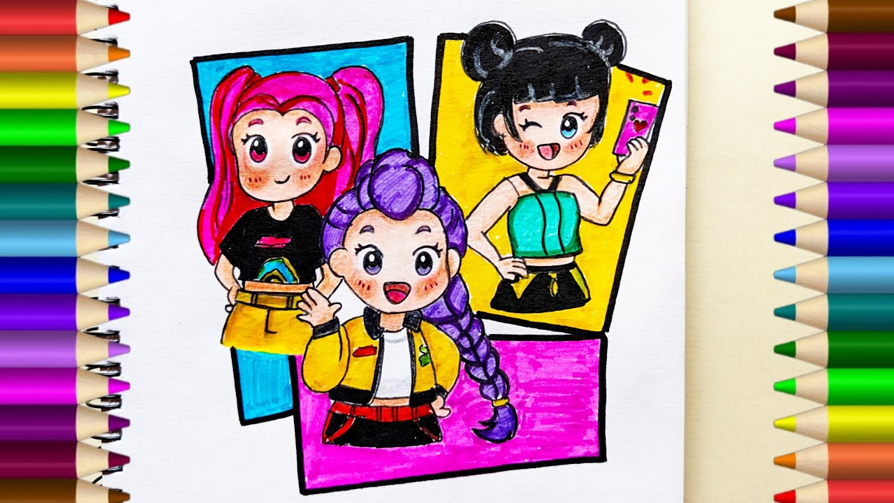 How to Draw Huntrix Rumi Zoey & Mira Avatar | Kpop Demon Hunters | huntrix drawing