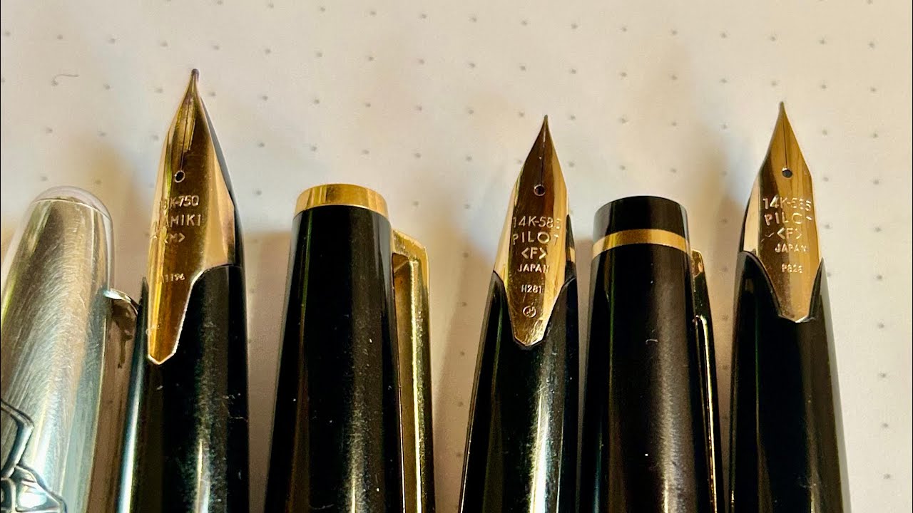Краткое сравнение размеров перьев Pilot Elite, Custom K и Silvern.