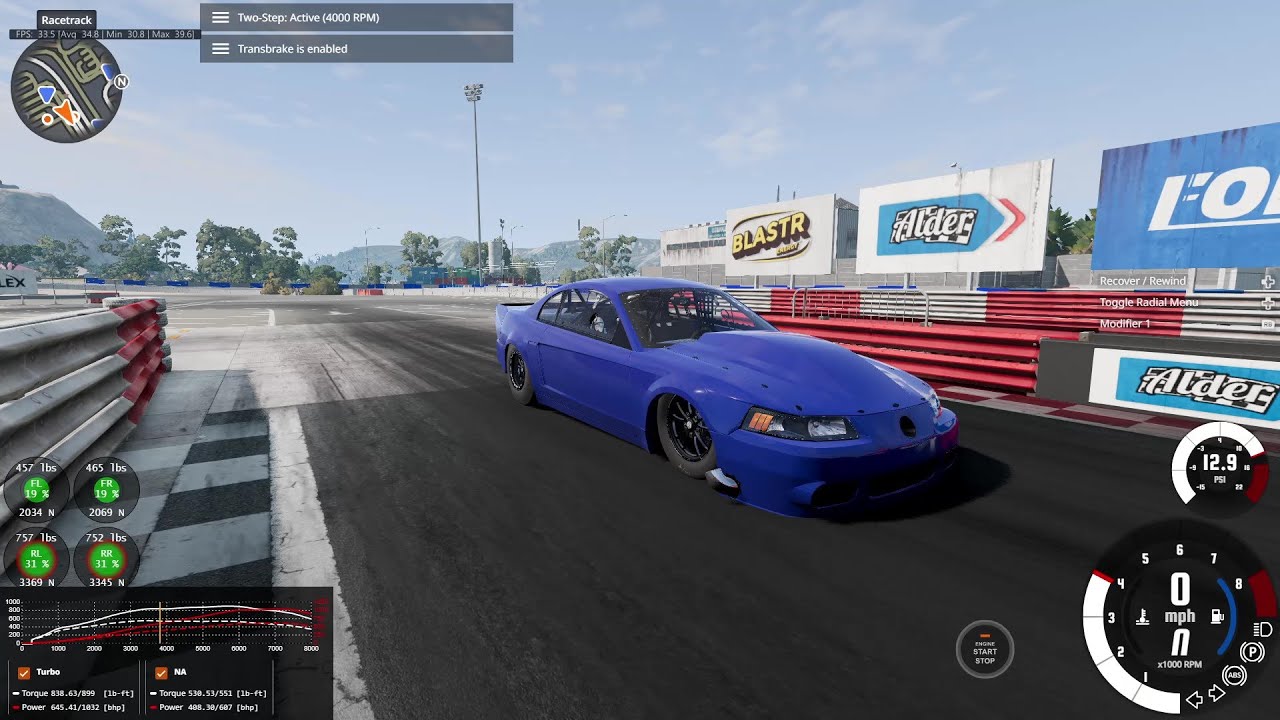 BeamNG-Drive Drag tuning a mustang from 7 seconds to 5 second passes