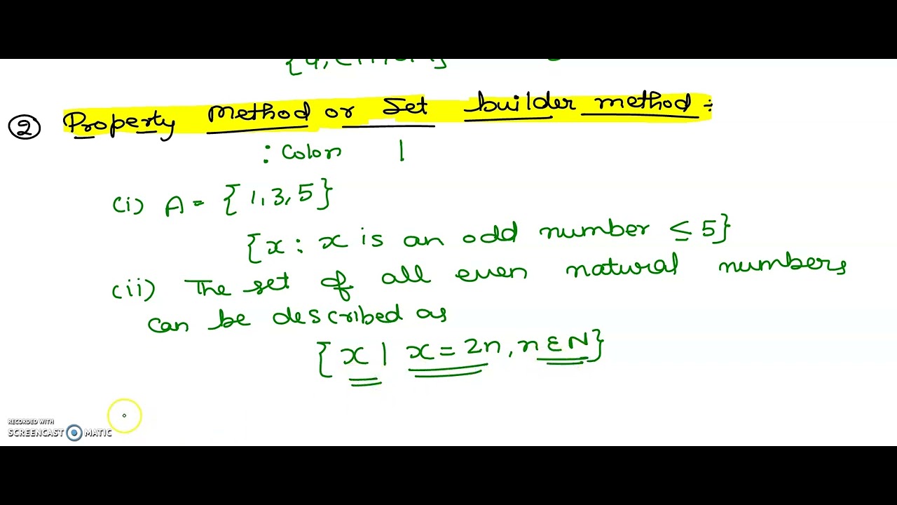 Sets | Representation of Set  |  Tabular Form or Roster Form | Property method or set builder method
