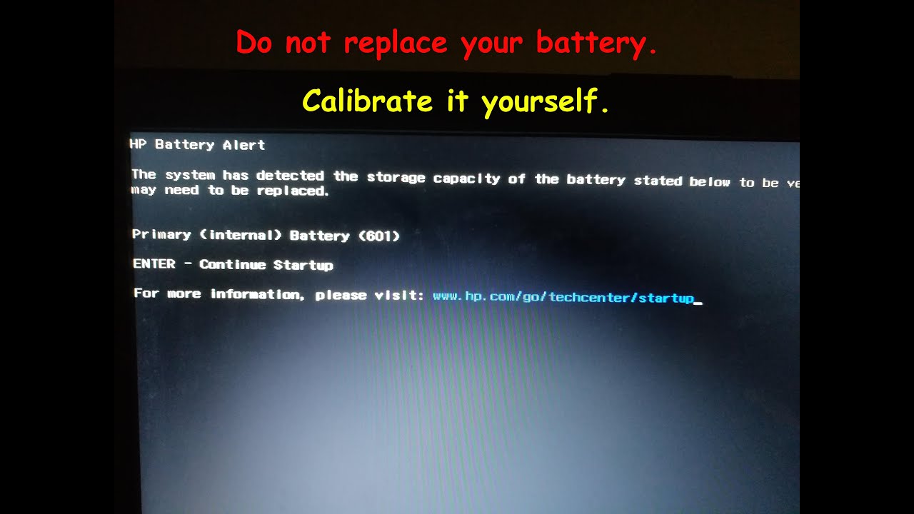 HP battery alert Error 601: How to calibrate battery on HP Notebook? Increase battery life.