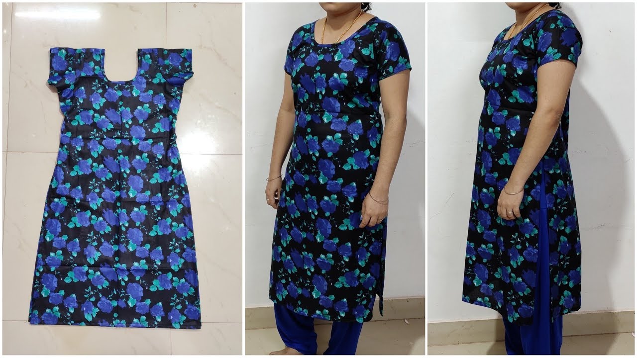 Simple and easy chudidar Top cutting and stitching without lining in kannada