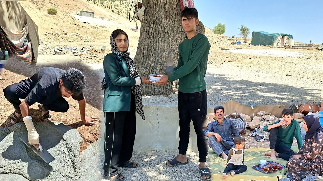 🏕🛖Nomadic Life: A Busy Day for Dinda&rsquo;s Family: Cementing the Cabin Floor & Finishing the Job!🏞🗻