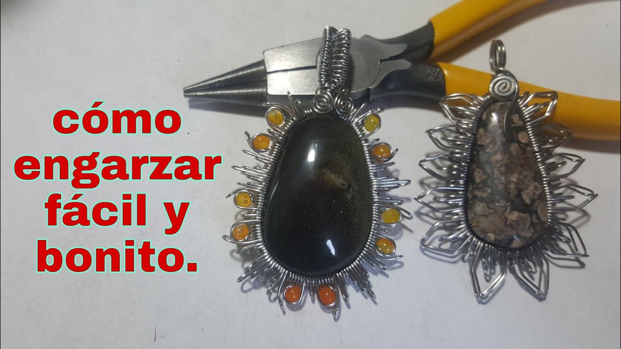 engarces sencillos| colgante con piedra ranurada| dije con alambre| cómo engarzar piedras . parte 10