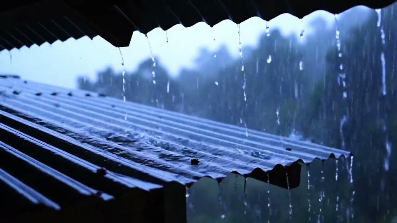Heavy Rain on Metal Roof at Night – 10 Hours Deep Sleep Rain Sounds & Relaxing Storm Ambience