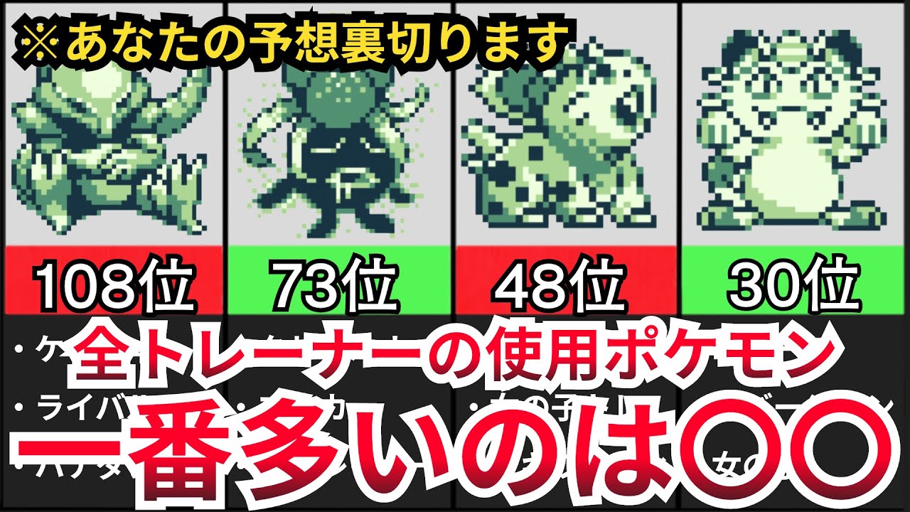 【初代ポケモン】全トレーナーポケモン使用数TOP5【ゆっくり解説】
