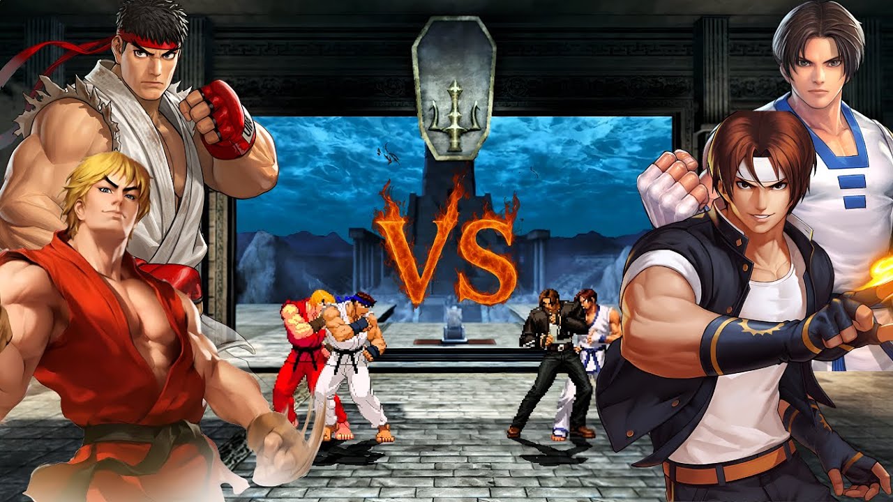 RYU & KEN vs KYO KUSANAGİ & KİM KAPHWAN - High level insane fight!🔥| Mugen