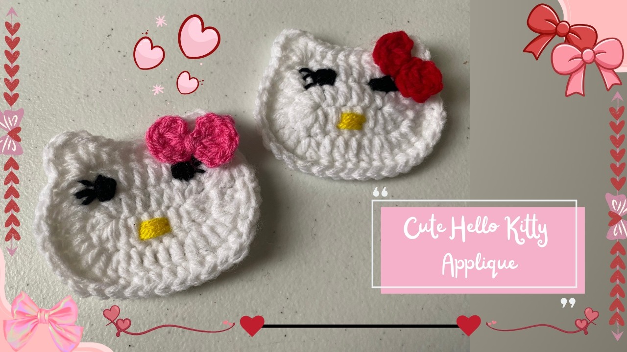 Adorable & Cute Hello Kitty Applique 🎀 | Step-by-step Crochet Tutorial