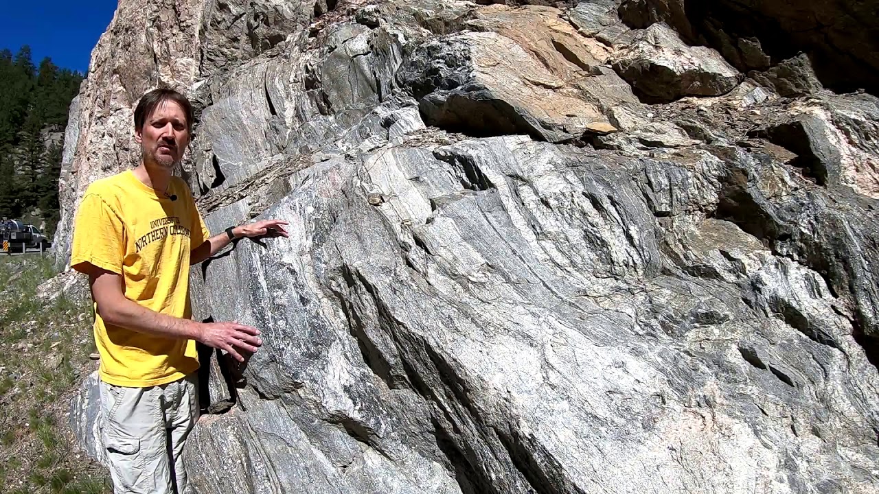 Migmatite gneiss near Glen Haven, Colorado