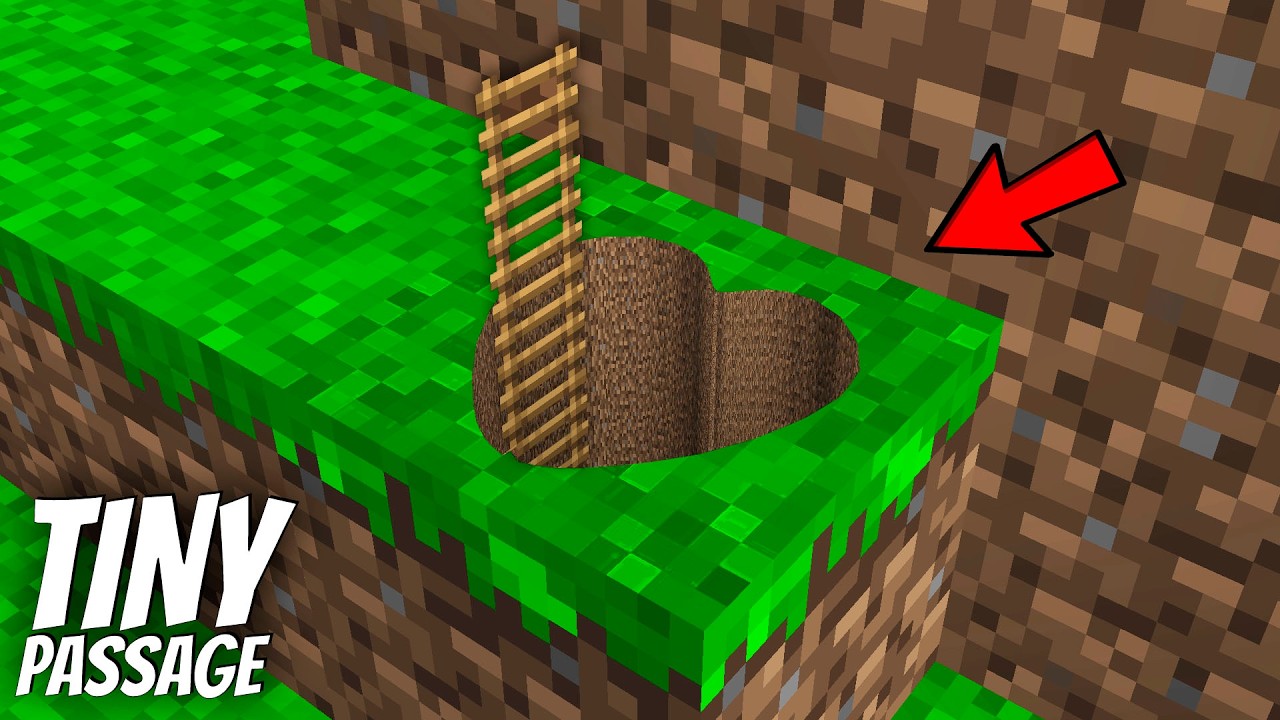 I found a TINY HEART PASSAGE in Minecraft ! What's INSIDE the SMALLEST PIT ?