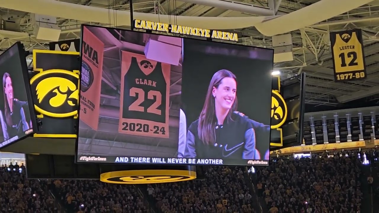 Caitlin Clark jersey retirement ceremony
