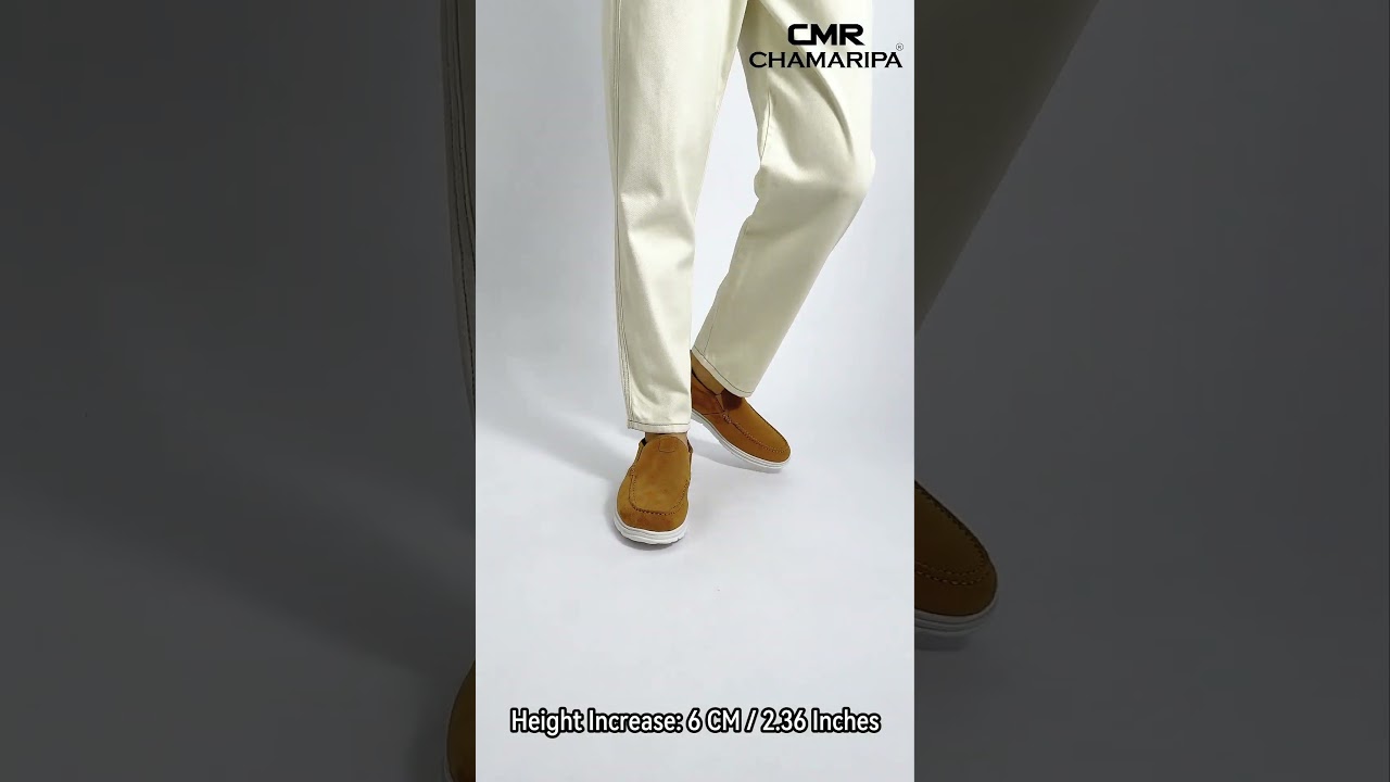 6 CM / 2.36 Inches CMR CHAMARIPA Men&rsquo;s Invisible Elevator Casual Shoes Camel Suede Slip-On