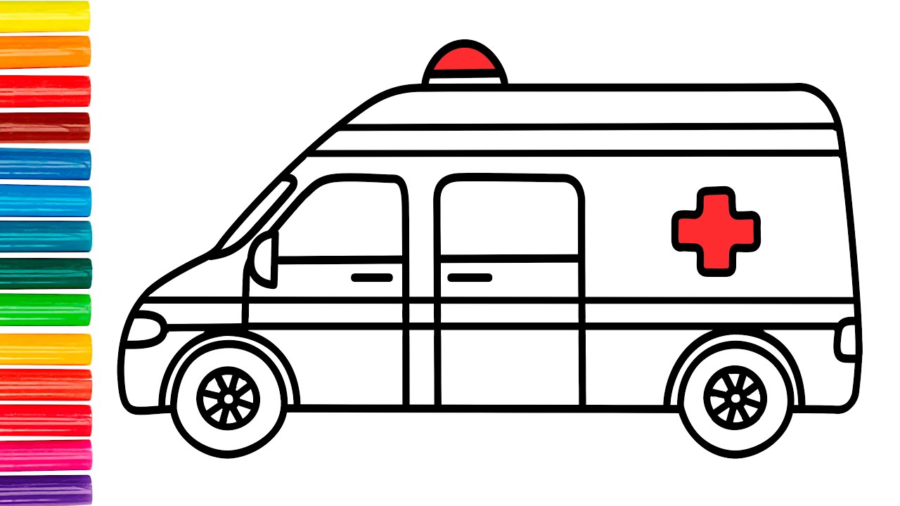 Learn to draw an ambulance! Lesson for children how easy it is to draw an ambulance #12