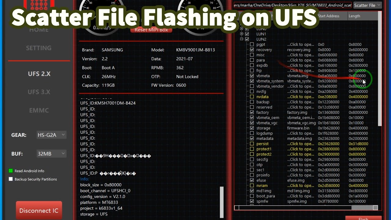 UFS Scatter Firmware Flashing With MiPi Tester