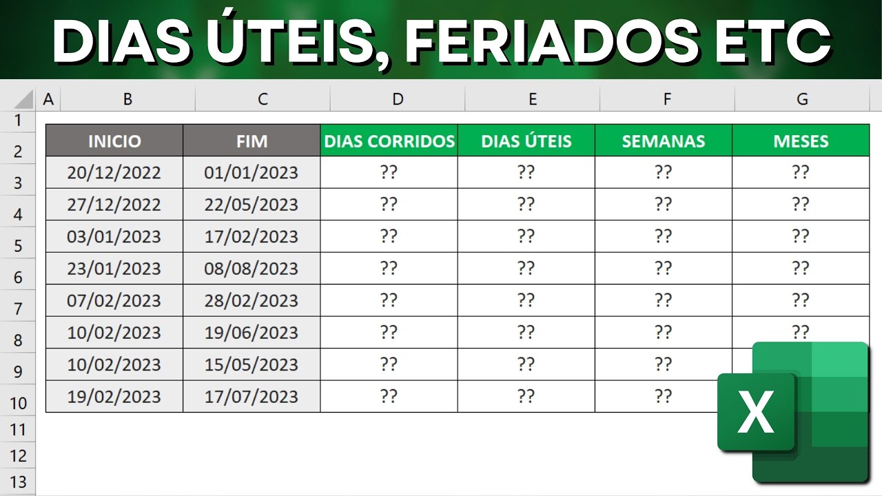 Calcular Dias Úteis Entre Uma Data e Outra | Dias Corridos, Feriados, Semanas e Meses