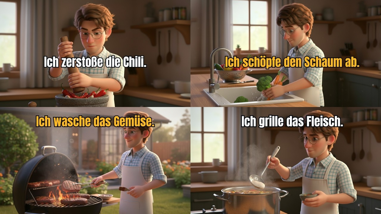 Süßer Junge lernt Deutsch beim Kochen – 50 einfache Sätze für jeden Tag! 😍