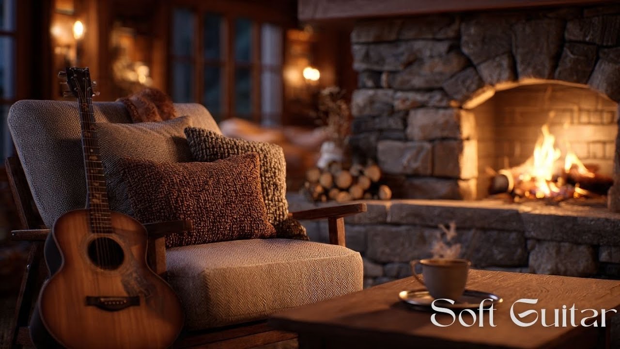 Cozy Fireplace & Soft Guitar 🎸🔥 | 30 Min Relaxing Ambience