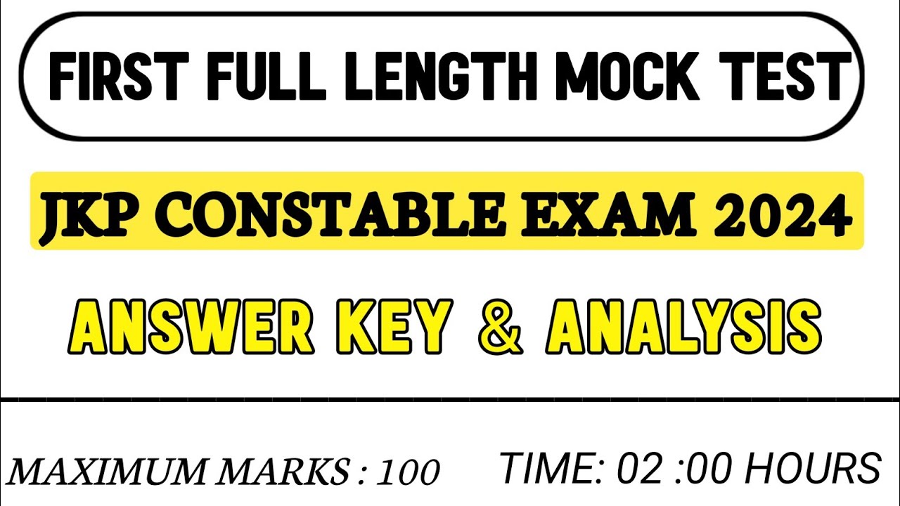 Full Length Mock Test 1 | For Jkssb  | Jkp Constable  Exam | Answer Key  | Jkp sample  paper .