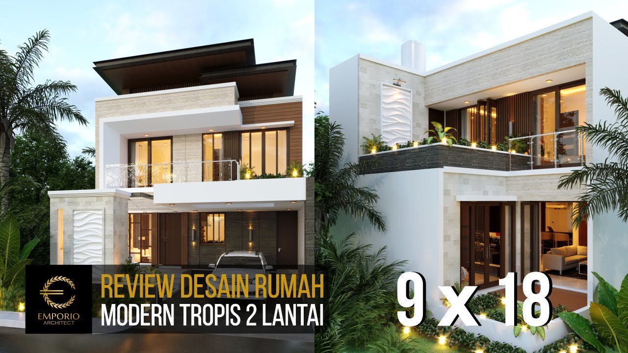 DESAIN RUMAH MEWAH STYLE MODERN TROPIS MILIK BAPAK ZULFIC DENGAN LEBAR 9M DAN PANJANG 18M