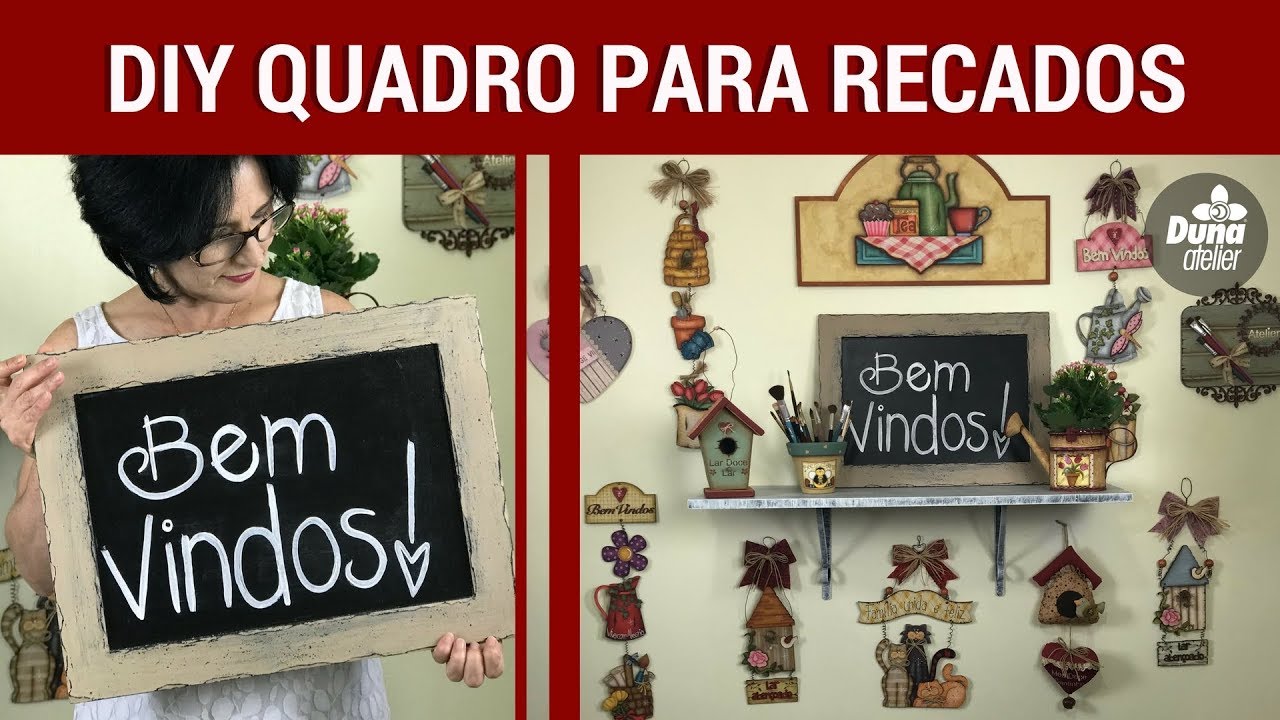DIY QUADRO DE RECADOS DECORATIVO | Pintando Com o ❤ #92 | T&Acirc;NIA MARQUATO