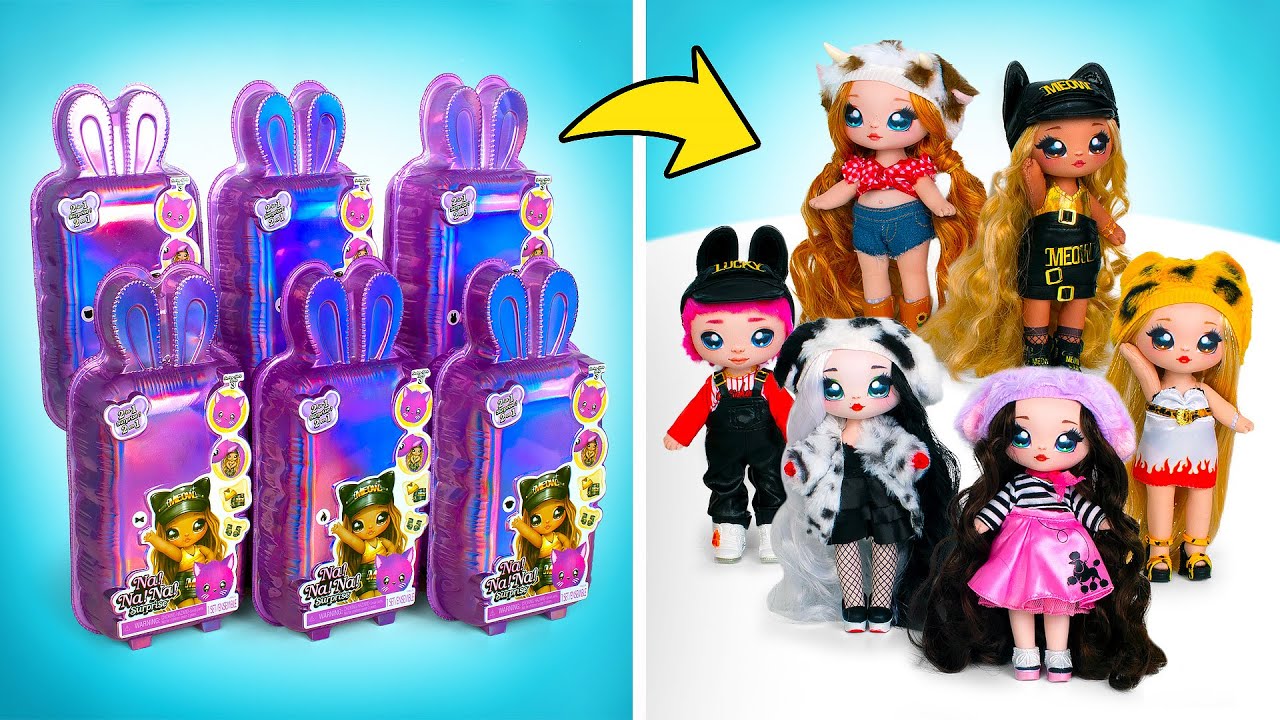 Otwieramy 6 walizek Na! Na! Na! z modnymi lalkami i puchatymi torebkami z serii 3!