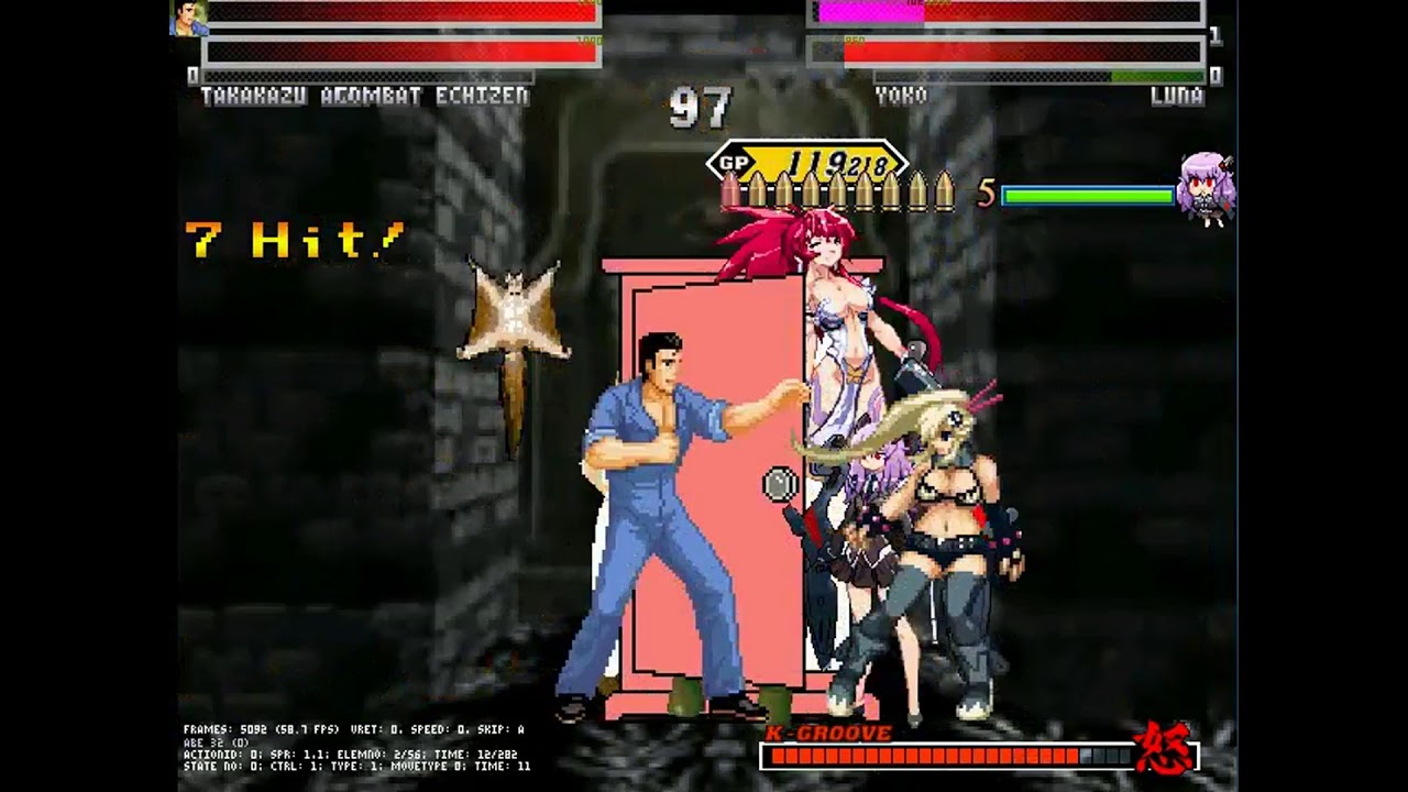 MUGEN  阿部さん＆コンバット越前VSルナ姫木＆ヨーコ