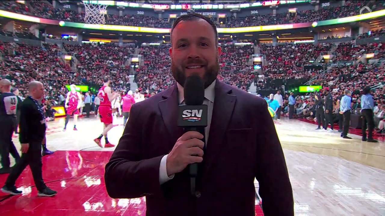 Blake Murphy as Sportsnet Raptors sideline reporter