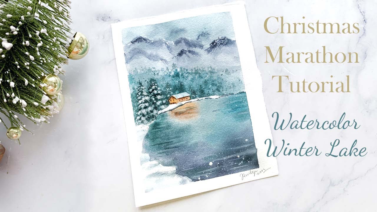 Winter Lake | Christmas Landscapes Painting Marathon