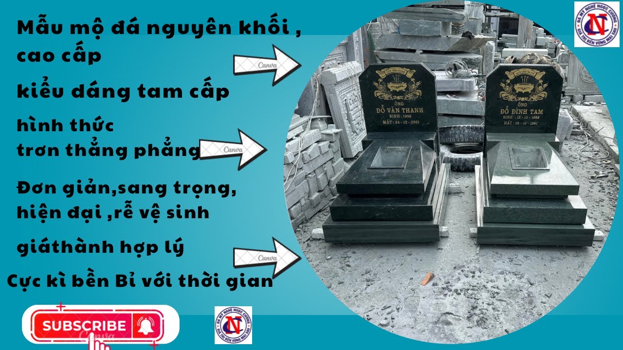 Mẫu mộ nguyên khối chất lượng cao, kiểu dáng đơn giản sang trọng , giá thành hợp lý và bền bỉ