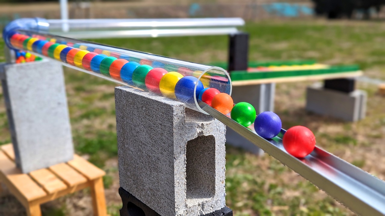 Marble run ASMR ☆ Long L-shaped course to enjoy outside
