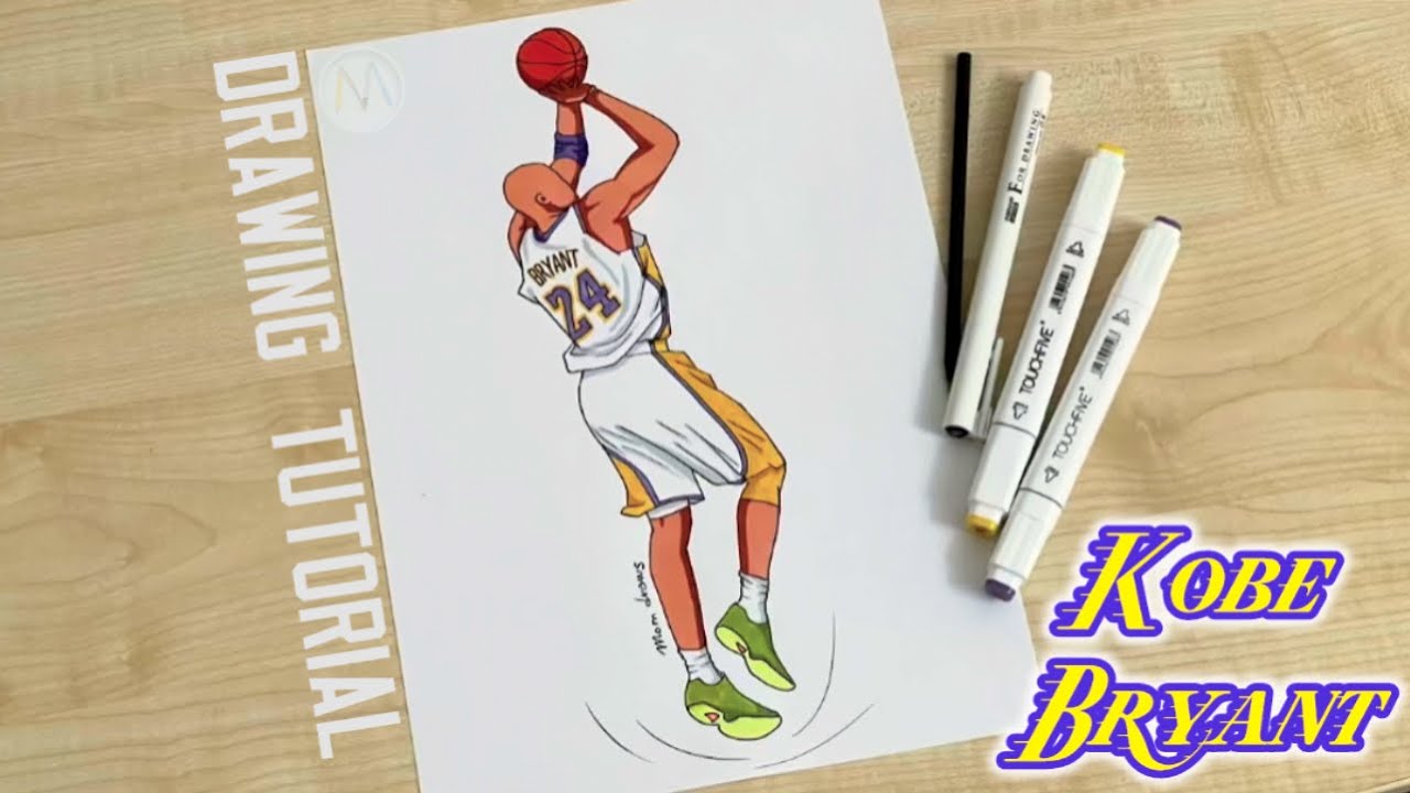 How to draw Kobe Bryant dunking / How to draw NBA players dunking