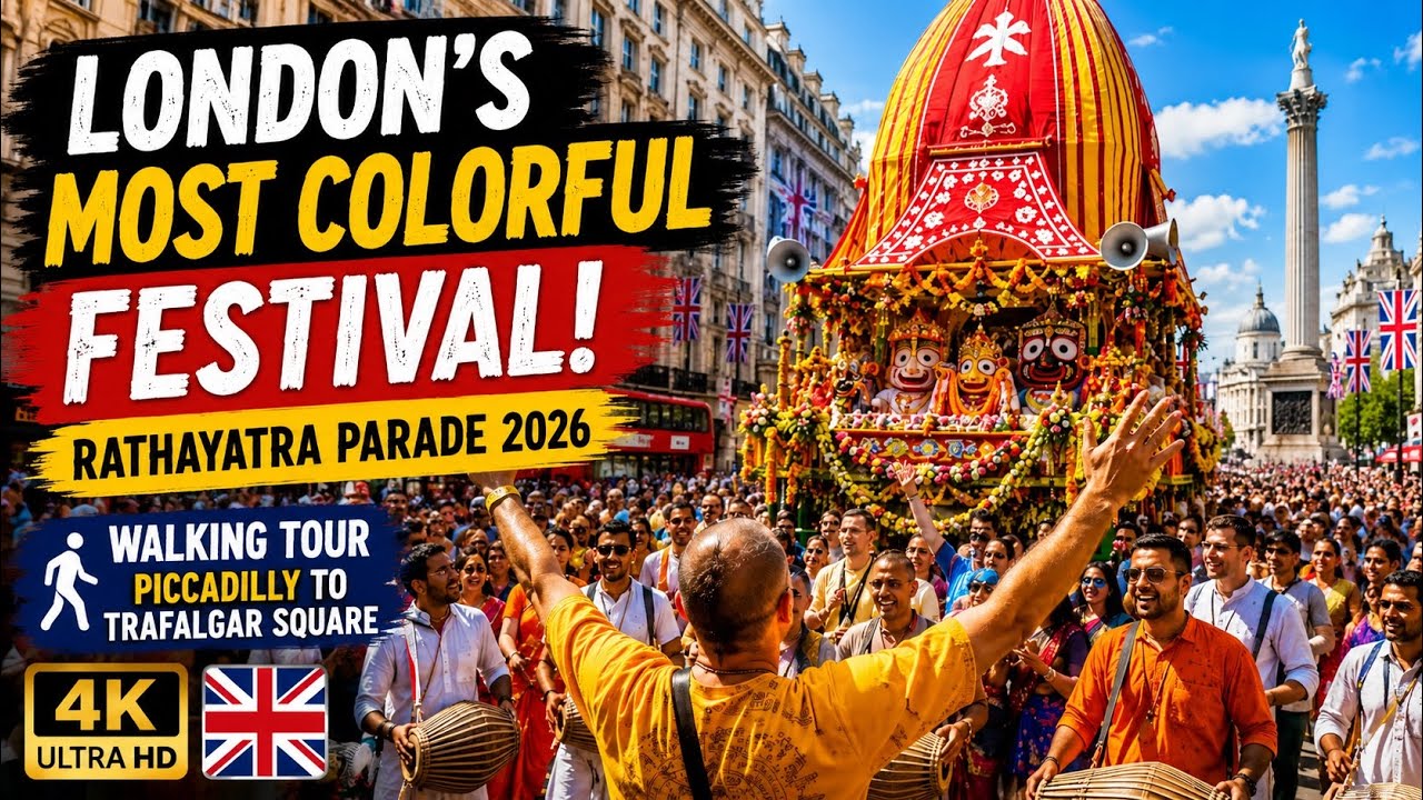 London&rsquo;s Most Colorful Street Festival 🇬🇧 | Rathayatra Parade Walking Tour 2026