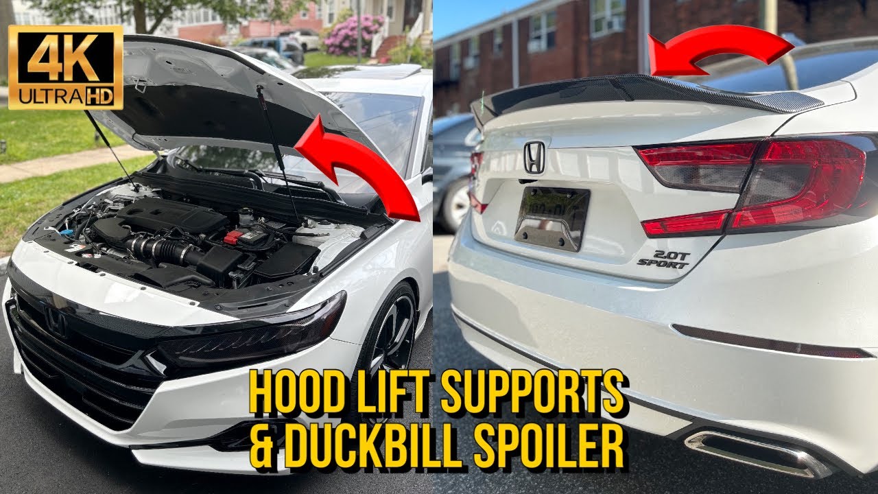 HOW TO INSTALL HOODLIFT SUPPORTS & DUCKBILL SPOILER! 10TH GEN HONDA ACCORD 2018-22! (TUTORIAL)