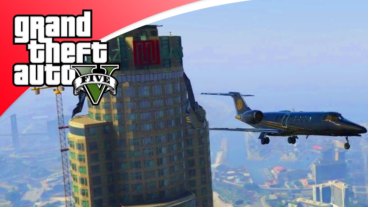GTA V Funny Moments - VLIEGTUIG VS WOLKENKRABBER!