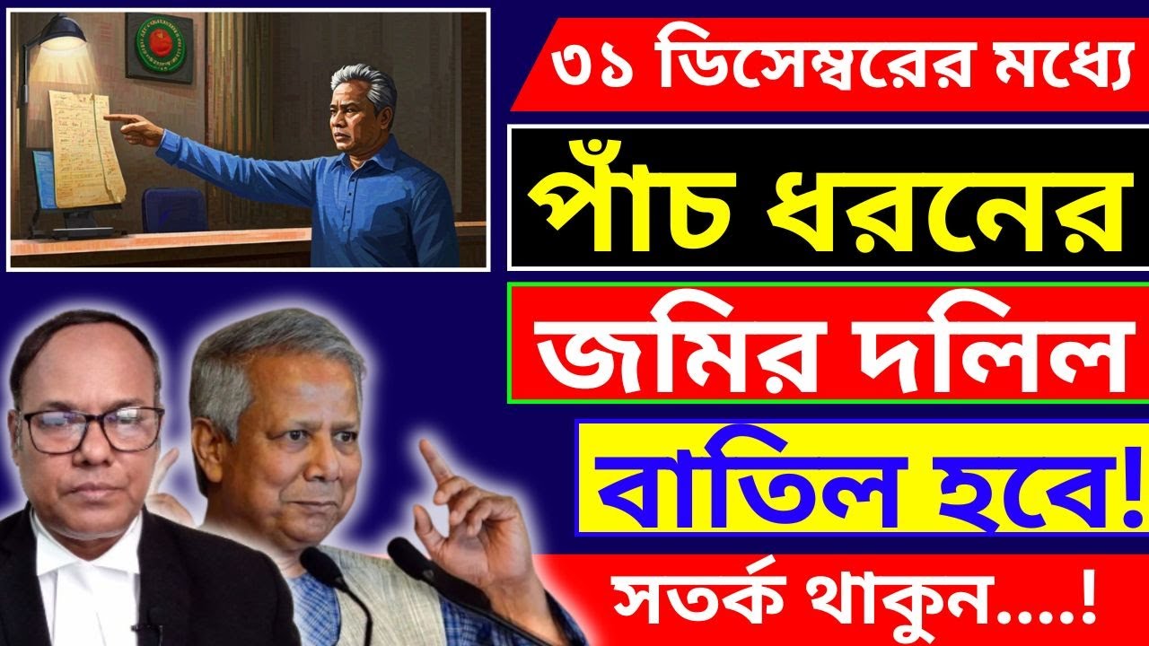 🚨৩১ ডিসেম্বরের মধ্যে বাতিল হচ্ছে ৫ ধরনের জমির দলিল! ৫ ধরনের দলিল চিরতরে বাতিল হয়ে গেল! #দলিল_বাতিল